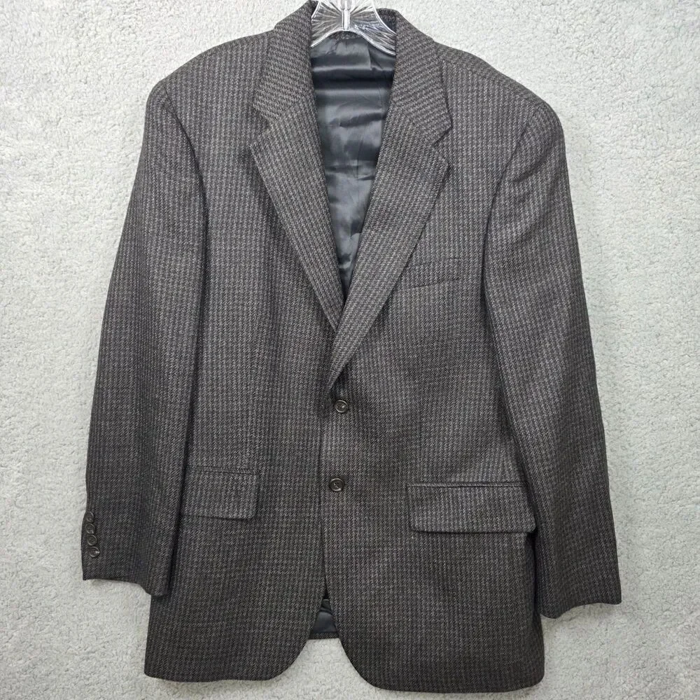 Chaps Ralph Lauren Gray Herringbone 100% Wool Blazer Jacket Sport Coat Sz 42R